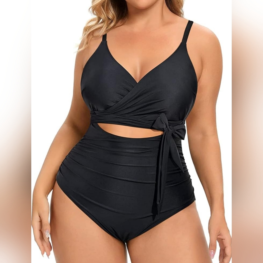 Cutout wrap top one piece swimsuit